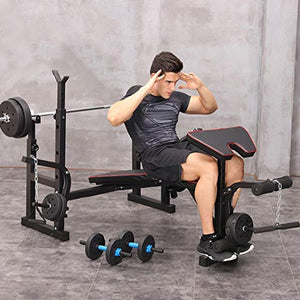DD-upstep Weight Bench - with Strength Training Equipment Press Squat Rack Barbell Rack | Squat Rack Weightlifting Bench Full-Body Workout Equipment | Olympic Weight Bench【US Stock】