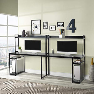 Mrs Bad Home Office Two Person Desk,Double Workstation Office Desk Writing Study Desk,Extra Long Computer Desk with Storage Shelf (Black)