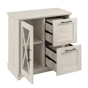 Bowery Hill Engineered Wood Lateral File Cabinet with Shelves in Linen White Oak