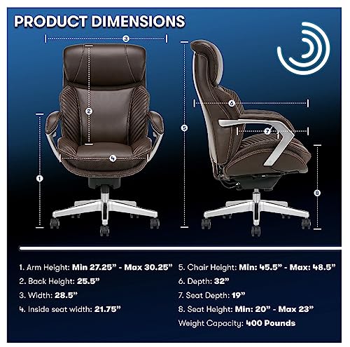 Generic Big & Tall Ergonomic Executive Chair, Brown/Silver