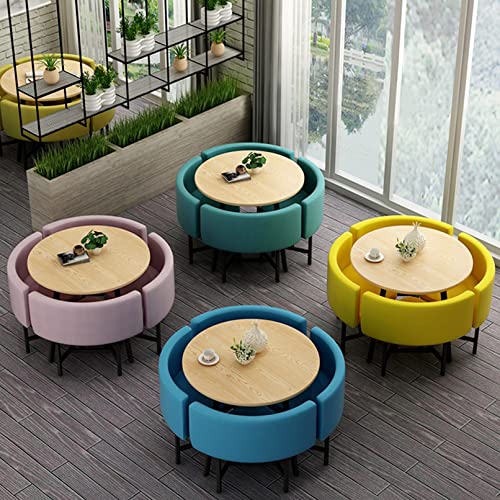 Round Club Table and Chair Set - 80cm Office Reception Furniture Nordic Design - Beige