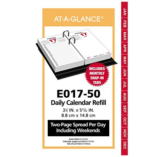 AT-A-GLANCE Daily Calendar 2017 Refill, 3-1/2 x 6", Desk Size (E017-50)