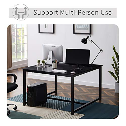 Home Office Large Computer Desk 47 x 47 inch Two Person Desk Double Workstation Desk 2 People Office Desk Writing Desk (Black)