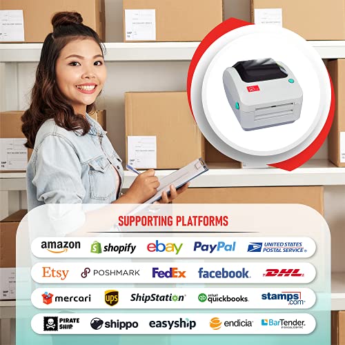 Arkscan 2054A Shipping Label Printer for Windows Mac Chromebook Linux, Supports Amazon Ebay Paypal Etsy Shopify ShipStation Stamps.com UPS USPS FedEx DHL, Roll & Fanfold 4x6 Direct Thermal Label