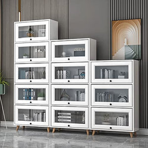 HARAY Multi-Layer Bookshelf with Door Dust-Proof Floor-to-Ceiling Storage Cabinet Rack