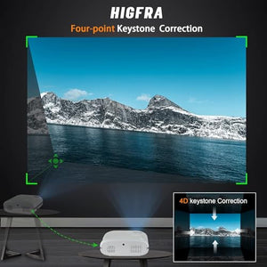 Higfra 1080P Projector with 5G WiFi, Bluetooth, and 4K Support