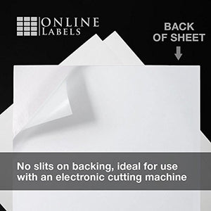 White Gloss Sticker Paper - 8.5 x 11 Full Sheet Label - for Cutting Machines, Scissors - Permanent - No Backslit - 500 Sheets - Inkjet Printers - Online Labels