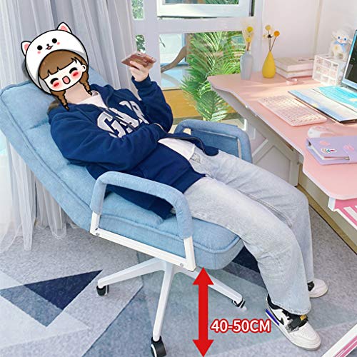 HQBL Ergonomic Home Desk Chair,Lazy Sofa Seat with Wheels,|Height Adjustable,180°Reclining,360° Swivel|with Arm,Mid-Back|for Office/Leisure/Reading/Chasing Drama