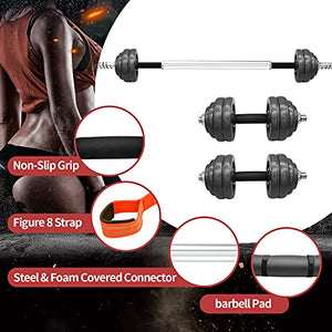 MESIXI Adjustable Dumbbell Barbell Set Strength Training Equipment Weight Lifting Cast Iron Free Hand Weights with Anti-Slip Rubber Handle for Women Men Home Gym Office Full Body Workout Fitness