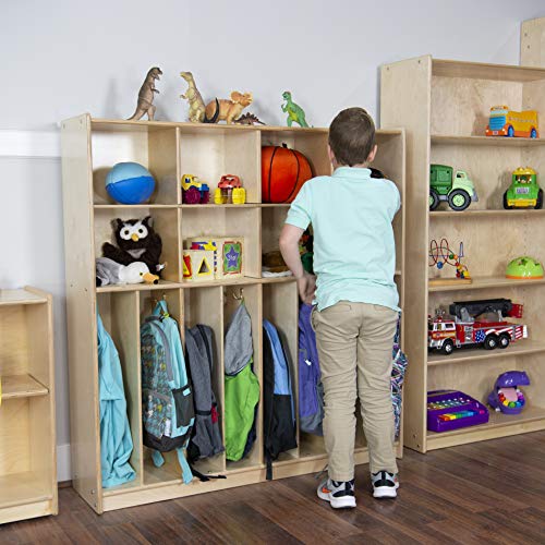 Contender 8 Section Coat Locker with Cubbies Storage Shelves, Wooden Montessori Backpack Organizer for Daycare,Preschool & Home [Greenguard Gold Certified]