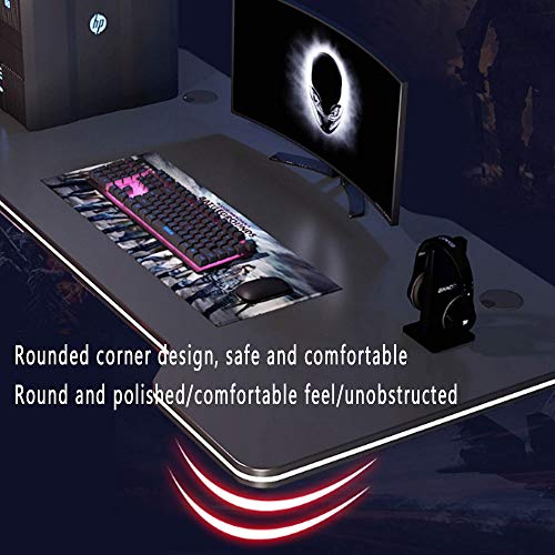 FEILA Gaming Desk 55inches PC Computer Desk, Home Office Desk Gaming Table Curved Shaped Gamer Workstation with Cup Holder and Headphone Hook, High-end Enjoyment