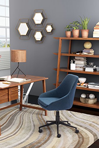 Zuo Modern 100961 Powell Office Chair, Blue, Cushioned Seat Swivels and Adjusts in Height, Sturdy Casters, 250 lbs Weight Capacity, Dimensions 24.8"W x 34.39"H x 24.8"L