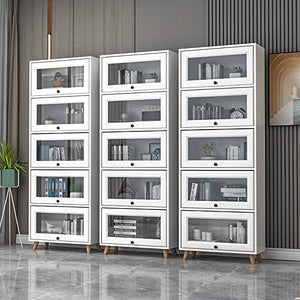 HARAY Multi-Layer Bookshelf with Door Dust-Proof Floor-to-Ceiling Storage Cabinet Rack