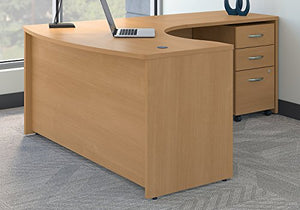 Bush Business Furniture Series C Right Handed L Shaped Desk with Mobile File Cabinet in Light Oak