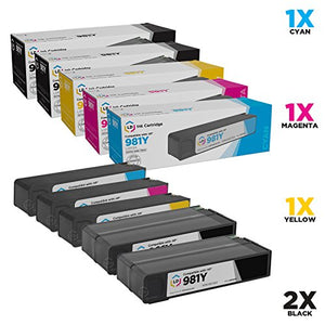 LD Remanufactured Ink Cartridge Replacement for HP 981Y Extra High Yield (2 Black, 1 Cyan, 1 Magenta, 1 Yellow, 5-Pack)