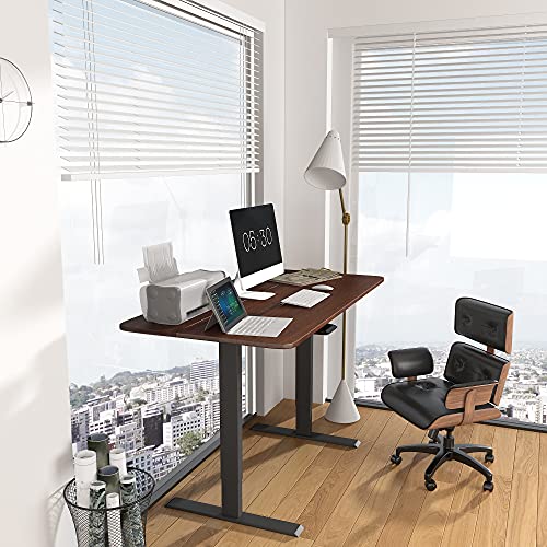 HOUSEELF Electric Adjustable Standing Desk - 55 x 28 Inches Sit Stand Computer Desk with Large Wooden Desktop for Home, Office, Workstation, Easy to Assemble, Walnut