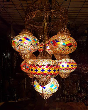 7 Multi-Color Globe Chandelier