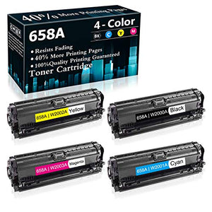4-Pack (BK+C+Y+M) 658A | W2000A W2001A W2002A W2003A Toner Cartridge Compatible for HP Color Laserjet Enterprise M751 M751n(T3U43A) M751dn(T3U44A) Printer Ink Cartridge