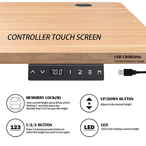 Meilocar Height Adjustable Electric Standing Desk, Sit Stand Computer Desk w/Memory Controller, Home Office Workstation Stand up Desk with Splice Board, 63" x 24" Tabletop (Walnut Top + White Frame)