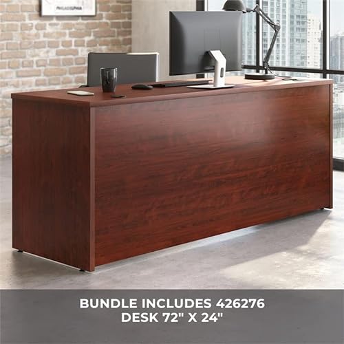 Pemberly Row Cherry 72" x 24" Shell with Two 2-Drawer Mobile File Cabinets