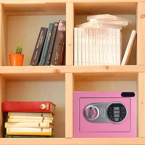 Jiaong 6.7" Mini Safe for Home Security Safe Box with Digital Combination Lock | Small Bedside Safe Wall Safe Anti-Theft Cabinet Safe Protect Cash Documents Jewelry Valuables (Pink)