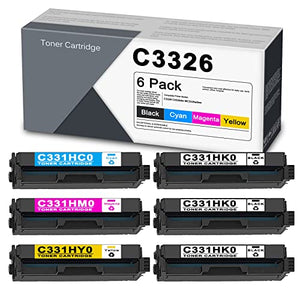 Compatible C331HK0 C331HC0 C331HM0 C331HY0 Toner Cartridge Replacement for Lexmark MC3326adwe C3326 C3326dw Printer, 6 Pack (3BK+1C+1M+1Y)