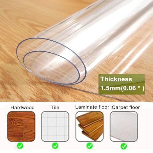 AHAVI Clear Chair Mat for Hard Floors 1.5mm Thick Vinyl Protector - 140X180CM