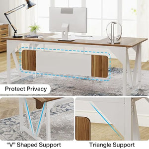 Tribesigns Executive Desk with File Cabinet Combo, L-Shaped Computer Desk, 3 Drawers, White