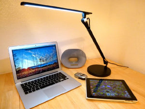 Lightwell S450 by Lumiy - Ultra Bright LED Light Panel Desk Lamp (Midnight Black with Clamp)