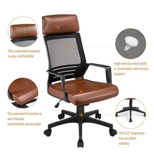 None Adjustable Ergonomic Mesh Swivel Office Chair Brown