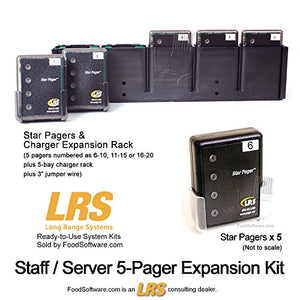 Restaurant Server Pager System Expansion Kit with 5 Pagers and Charger Rack