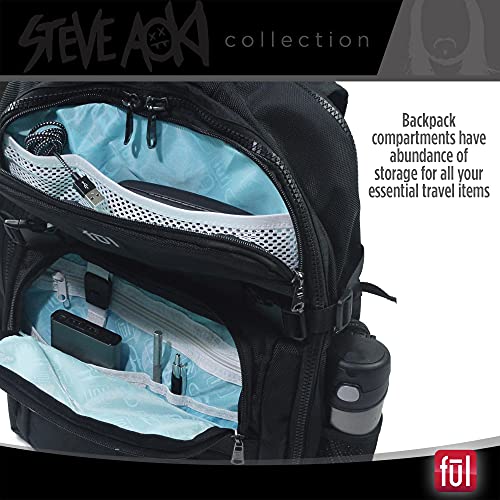 FUL Steve Aoki 19 Inch Laptop Backpack, Padded Computer Bag for Commute or Travel, Black, One Size