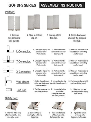 GOF Office Partition Room Divider Panel - 4 Station, Large Fabric Workstation