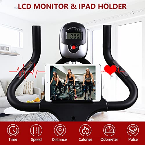 Exercise Bike, CHAOKE Indoor Cycling Bike, Stationary Bike Magnetic Resistance Whisper Quiet for Home Cardio Workout Heavy Flywheel & Comfortable Seat Cushion with Digital Monitor (2021 Upgraded)