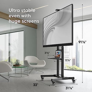 ONKRON Mobile TV Stand for 50"-90" Screens, Portable TV Cart up to 220 lbs - Max VESA 800x600 - TS1891-B Black