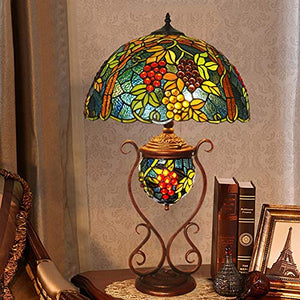 Xihe Tiffany Antique Table Lamp 17" Handmade Stained Glass American Classical Living Room Lamp