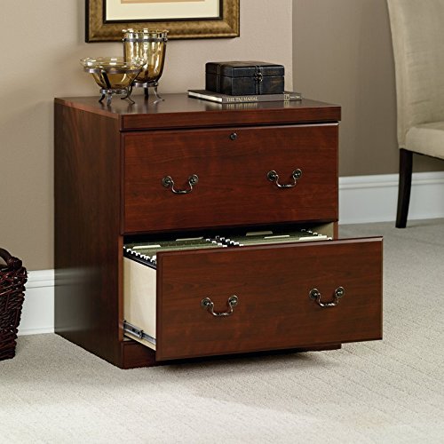 Organize Your Files with This Traditional Style File Cabinet with 2 Drawers for Storage and Made in USA with Classic Cherry Finish Crafted from Fiberboard
