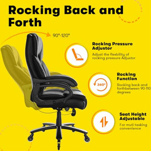 OFIKA Big and Tall Office Chair - 500lbs Capacity, Adjustable Lumbar Support, Heavy Duty Metal Base