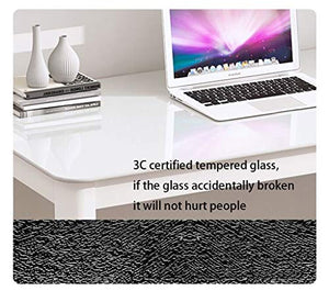 TOE Tempered Glass Desk Computer Surface Laptop Desk Study Writing Desk with Threading Hole Modern Workstation for Home Office (Color : Black)