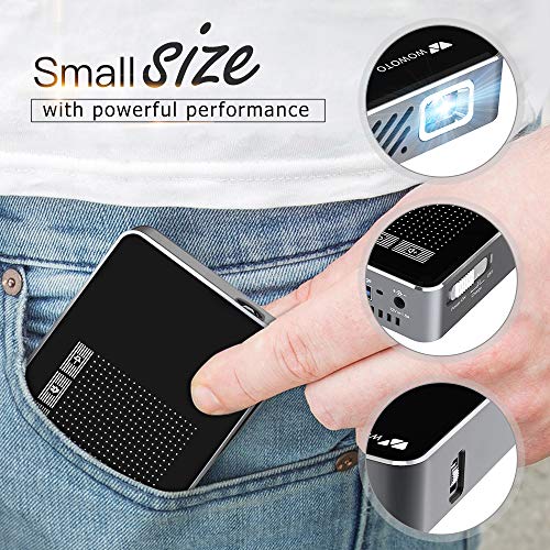 Mini Projector WOWOTO A5 Pro Android 7.1 100ANSI 2+32G Portable DLP Video Projector 150" Home Theater Projectors with BT4.0 Support WiFi Wireless Screen Share 1080P HDMI USB SD Card