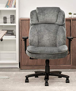 CLATINA Ergonomic Big and Tall Executive Office Chair with Upholstered Swivel 400lbs High Capacity Adjustable Height Thick Padding Headrest and Armrest for Home