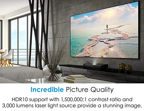 Optoma CinemaX P1 4K UHD Laser TV Home Theater Projector | Bright 3000 Lumens | Ultra Short Throw | Integrated NuForce Soundbar | Stream Netflix and Prime Video | Works with Alexa and Google, Black