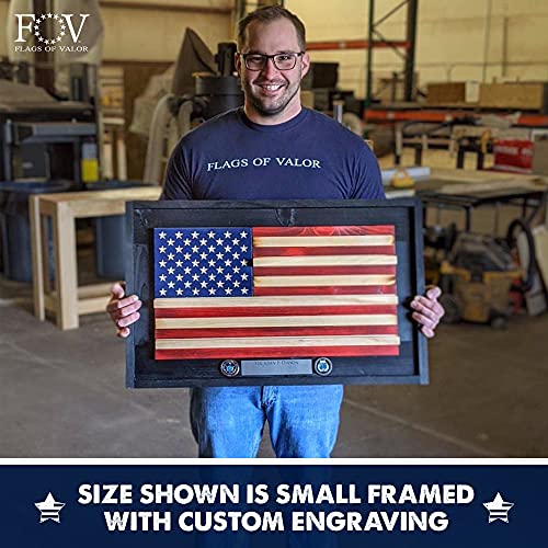 Flags of Valor Challenge Coin Holder Wooden American Flag Wall Decor -Medium - 36" x 19.5” - Made in the USA - Holds 100 Coins. Government Military Challenge Coin Holder Display Made by True Veterans