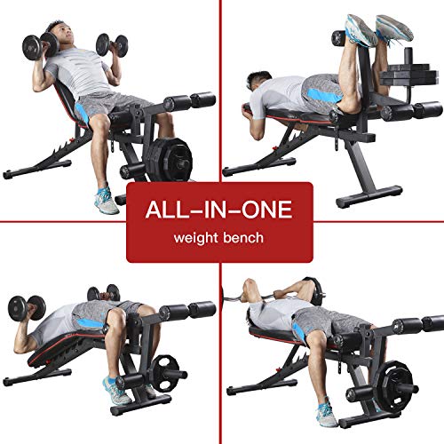 HARISON Weight Bench Adjustable with Preacher Pad and Leg Extension Full Body Workout Incline Decline Exercise Workout Bench for Home Strength Workout (Updated Version)