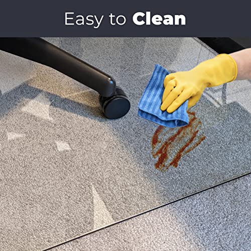 Fab Glass and Mirror Glass Office Chair Mat | 42”x48” Flat Polished Edge Heavy Duty Tempered Glass Mat | For Hardwood Floor or Carpet | Effortless Rolling | Clear