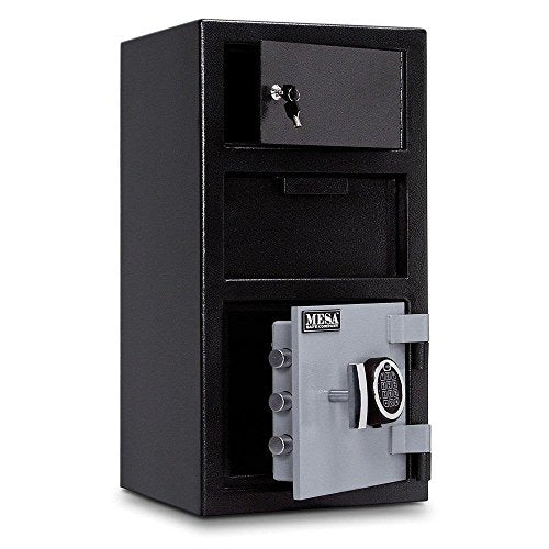 Mesa Safe MESA MFL2014E-OLK All Steel Depository Safe with Outer Locker, with Electronic Lock, 1.5-Cubic Foot, Black and Grey Black/Grey