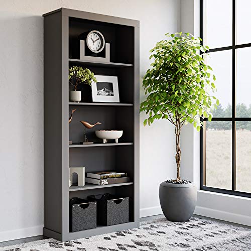 Edenbrook Sumac Bookcase, 5-Shelf Charcoal Organizer for Bedroom or Home Office