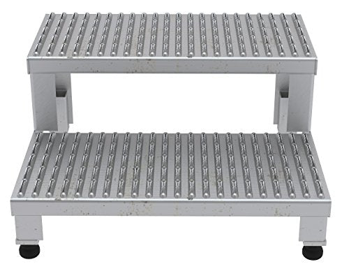 Vestil Stainless Steel Adjustable Step Mate Stand 2 Step 500 Lb. Capacity Silver