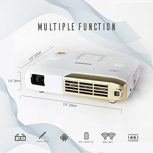 Projector Full 3D 4K Decoding Built-in Interactive Portable Projector 15000mah Battery 2500 Lumens for School Education Classroom Office
