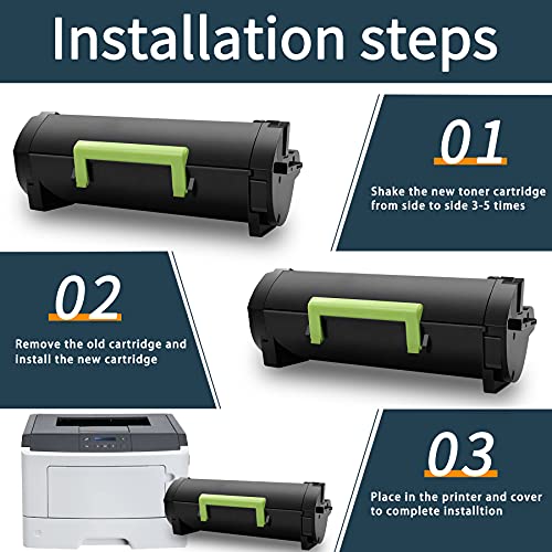 3 Pack Black Compatible Toner Cartridge Replacement for Lexmark 51B1H00 MS317dn MS417dn MX417de MX517de MX617de MS517dn MS617dn MX317dn Printer, Sold by JIEBOINK